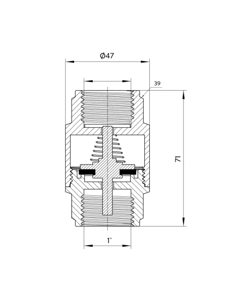 Обратный клапан Thermo Alliance Forte 1 дюйм, латунный шток