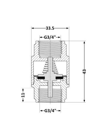 Обратный клапан Thermo Alliance Base Slim 3/4 дюйма, латунный шток