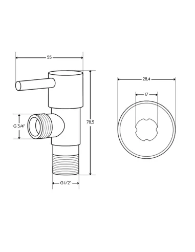 Приборный кран угловой Thermo Alliance Standart НН 1/2 х 3/4 дюйма