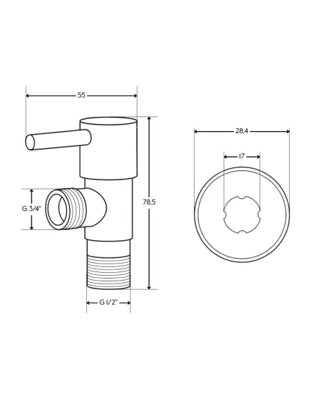 Приборный кран угловой Thermo Alliance Standart НН 1/2 х 3/4 дюйма