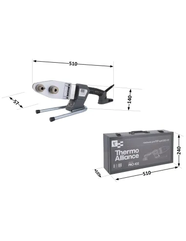 Паяльник для пластиковых труб Thermo Alliance PRO-102, d20-63, 800 Вт, автоматический