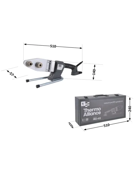 Паяльник для пластиковых труб Thermo Alliance PRO-102, d20-63, 800 Вт, автоматический