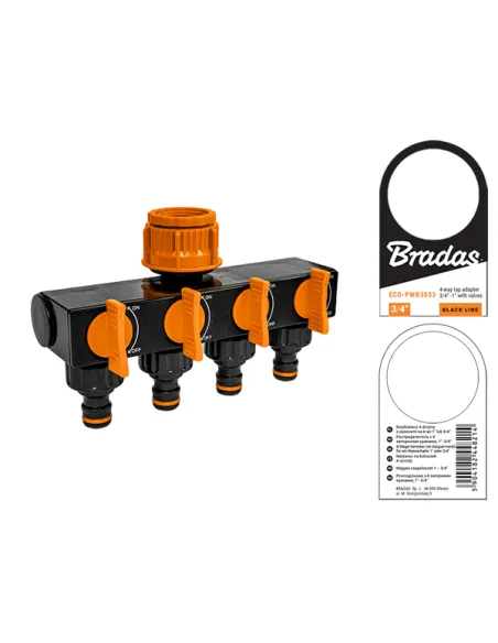 Розподільник Bradas Black Line ECO-PWB3033 із чотирма кранами Розподільник Bradas Black Line ECO-PWB3033 із чотирма кранами