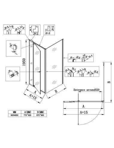 Душевая кабина без поддона Koer SR SC05-90x90x195-TR-01, квадратная