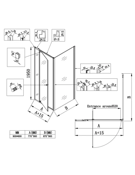 Душевая кабина без поддона Koer SR SC05-90x90x195-TR-01, квадратная