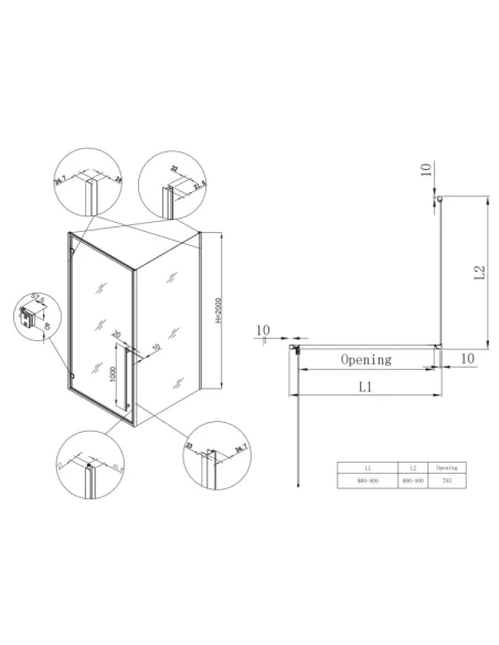 Душевая кабина без поддона Koer SR SC08-90x90x200-TR-01, квадратная