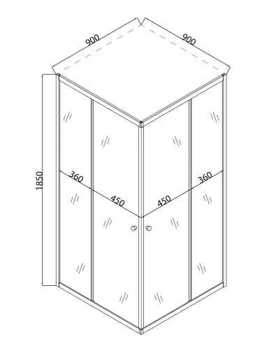Душова кабіна без піддону Mixxus Cubic SC01-90x90x185-TR Graphite, квадратна