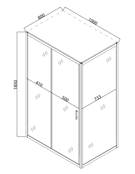 Душевая кабина без поддона Mixxus Hard SC01-100x80x185-TR Chrome, прямоугольная