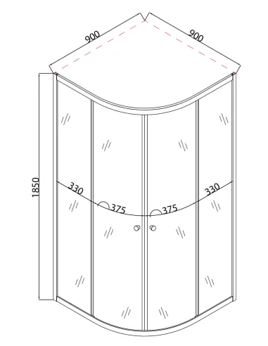 Душевая кабина без поддона Mixxus Plain SC01-90x90x185-GR Chrome, полукруглая