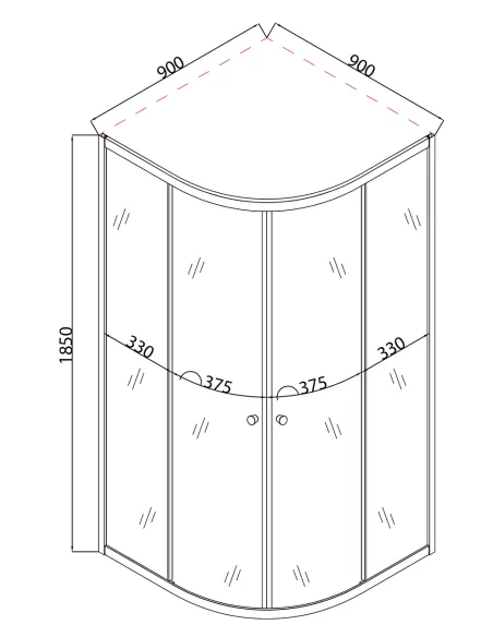Душова кабіна без піддону Mixxus Plain SC01-90x90x185-TR Chrome, напівкругла