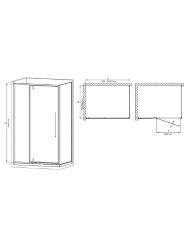 Душова кабіна без піддону Mixxus Premium Bevel SC01-100x80x195-TR Black, прямокутна