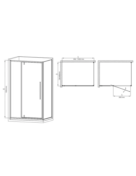 Душова кабіна без піддону Mixxus Premium Bevel SC01-100x80x195-TR Black, прямокутна Душова кабіна без піддону Mixxus Premium Bevel SC01-100x80x195-TR Black, прямокутна