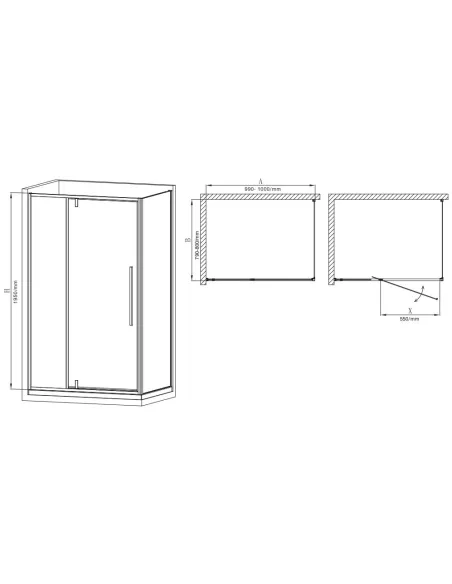 Душевая кабина без поддона Mixxus Premium Bevel SC01-100x80x195-TR Chrome, прямоугольная