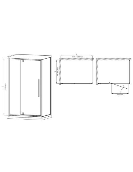 Душевая кабина без поддона Mixxus Premium Bevel SC01-120x80x195-TR Chrome, прямоугольная Душевая кабина без поддона Mixxus Premium Bevel SC01-120x80x195-TR Chrome, прямоугольная