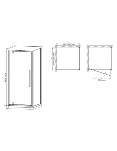 Душова кабіна без піддону Mixxus Premium Bevel SC01-90x90x195-TR Black, квадратна