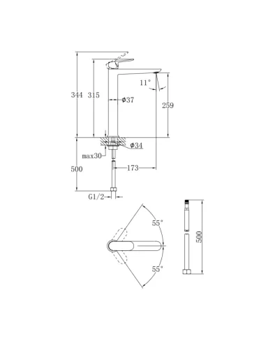 Змішувач для умивальника Q-Tap Evia QTEVI269CRM47577 Chrome, одноважільний