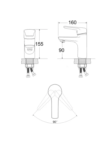 Смеситель для умывальника Lidz Tani 0011F1 Chrome, однорычажный