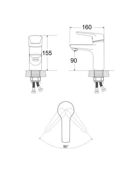 Змішувач для умивальника Lidz Tani 0011F1 Chrome, одноважільний Змішувач для умивальника Lidz Tani 0011F1 Chrome, одноважільний