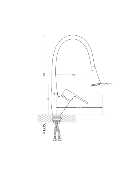 Змішувач для кухні Lidz Tani 007F3 LDTAN007F3WCR40423 Chrome/White, з гнучким виливом