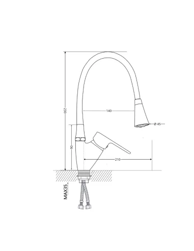 Змішувач для кухні Lidz Tani 007F3 LDTAN007F3BCR37649 Chrome/Black, з гнучким виливом