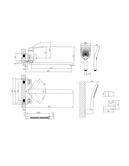 Смеситель для ванны Q-Tap Tern QTTER260CRM47587 Chrome с душевым набором