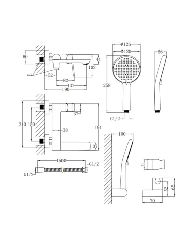 Смеситель для ванны Q-Tap Evia QTEVI260CRM47578 Chrome с душевым набором