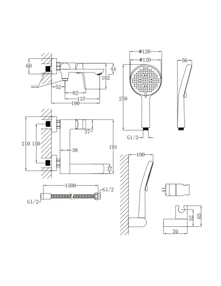 Смеситель для ванны Q-Tap Evia QTEVI260CRM47578 Chrome с душевым набором