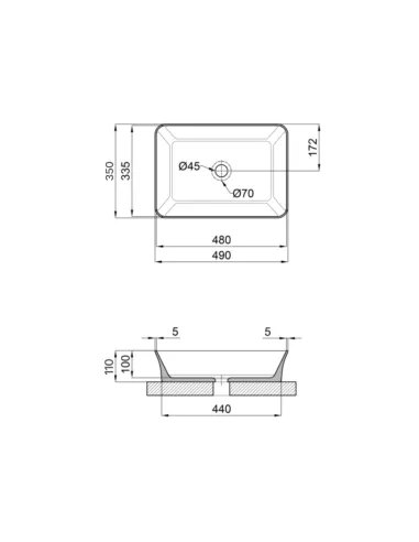 Накладная раковина Qtap Virgo QT18112261WN White, 490x350x110 мм
