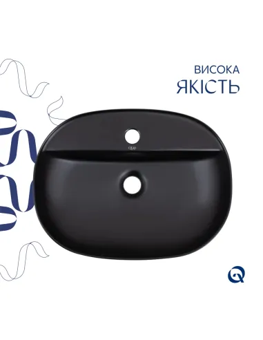 Накладная раковина Qtap Scorpio QT146533MB Matt Black, 500x380x120 мм