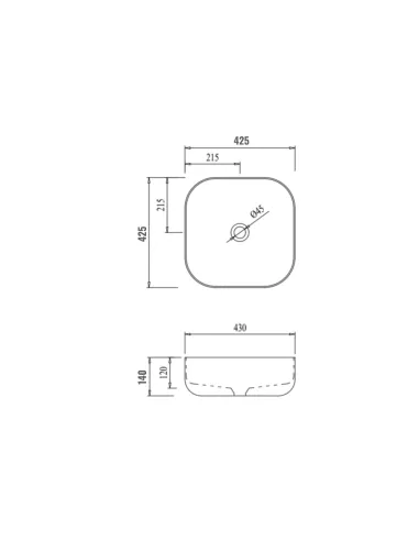Накладная раковина Qtap Kolibri QT1011K396WN White, 425x425x140 мм