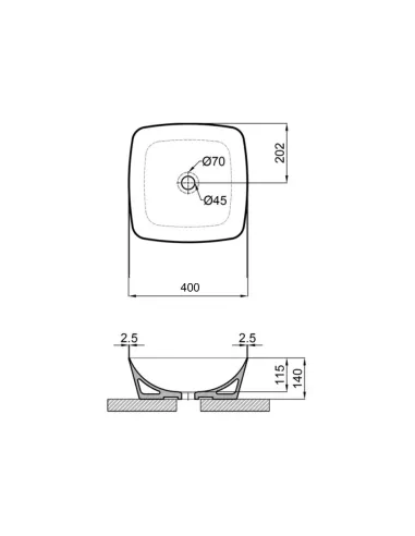 Накладна раковина Qtap Kolibri QT10116303W White, 400x400x140 мм