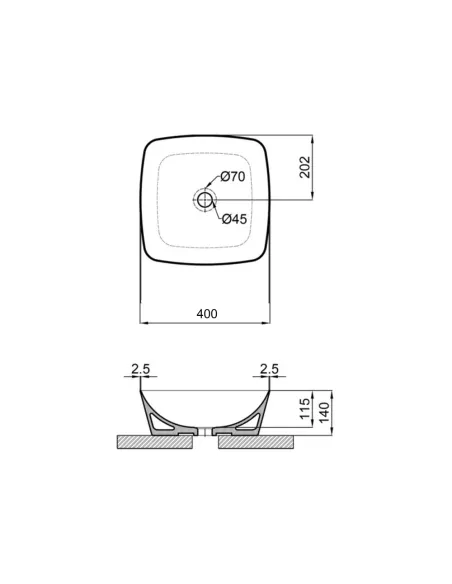 Накладна раковина Qtap Kolibri QT10116303W White, 400x400x140 мм Накладна раковина Qtap Kolibri QT10116303W White, 400x400x140 мм