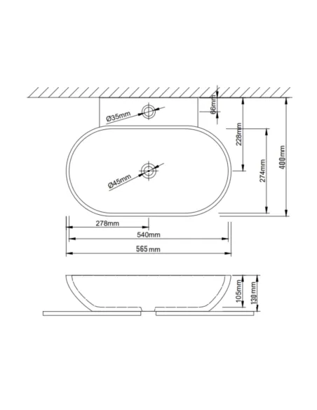 Накладна раковина Qtap Cardinal QT0411K177WN White, 565x400x130 мм