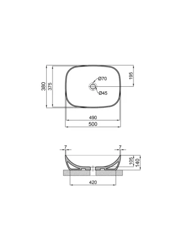 Накладна раковина Qtap Cardinal QT04116302W White, 500×380×140 мм