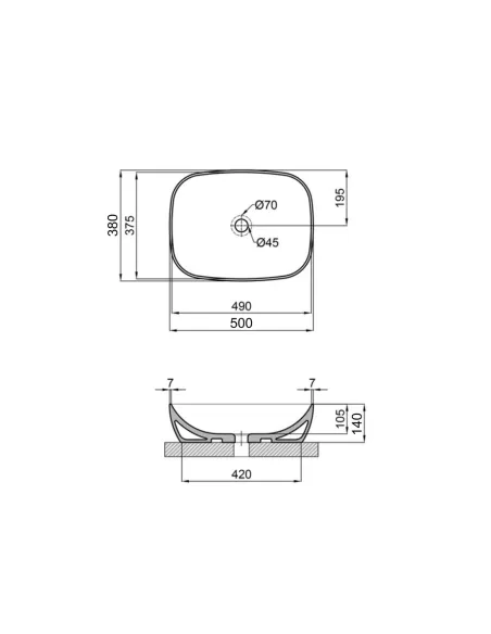 Накладна раковина Qtap Cardinal QT04116302W White, 500×380×140 мм