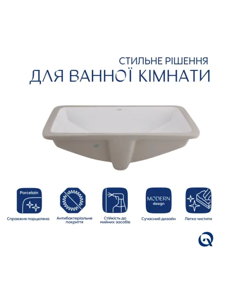 Керамическая раковина Qtap Stork QT1511H0422DW White, 535x365x190 мм Керамическая раковина Qtap Stork QT1511H0422DW White, 535x365x190 мм