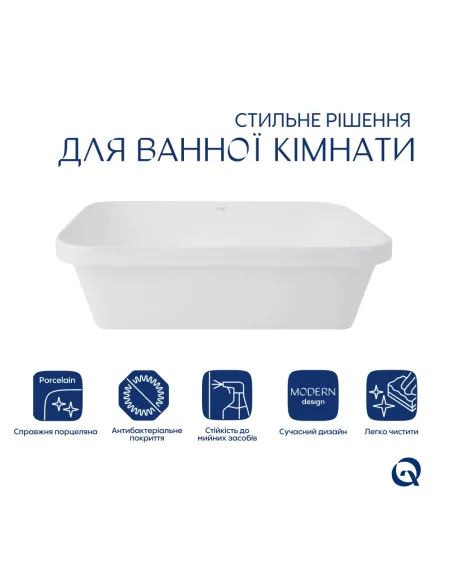 Керамическая раковина Qtap Scorpio QT1411K490WN White, 510x390x145 мм Керамическая раковина Qtap Scorpio QT1411K490WN White, 510x390x145 мм