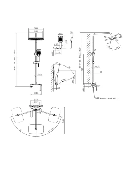 Душова система Q-Tap Tern QTTER1112CRM47592 Chrome з виливом