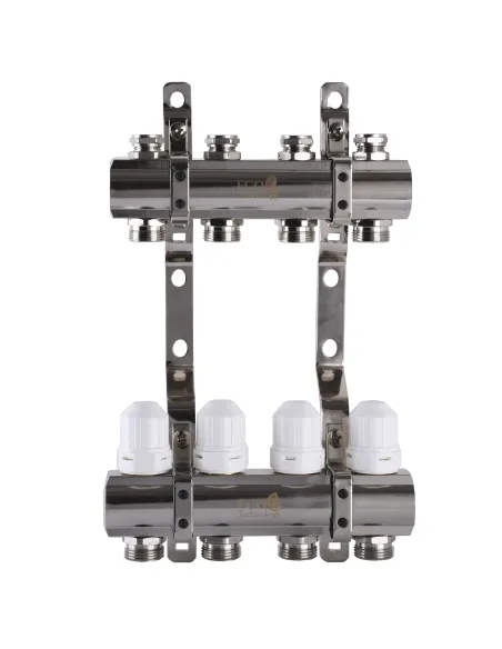 Коллектор для теплого пола ECO 001С 4 выхода, с регуляторами
