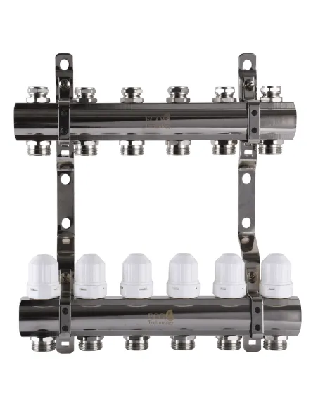 Колектор для теплої підлоги ECO 001С 6 виходів, з регуляторами