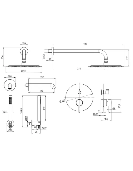 Смеситель для душа Topaz Loft TLF 32115-H39-C скрытого монтажа с душевым набором