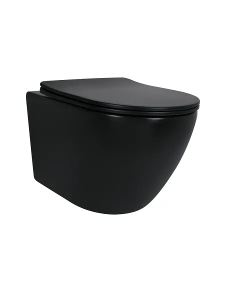 Унитаз Q-Tap Robin New Ultra Quiet Matt Black QT13332381АSMB, 490×365×325 мм, безободковый, подвесной Унитаз Q-Tap Robin New Ultra Quiet Matt Black QT13332381АSMB, 490×365×325 мм, безободковый, подвесной