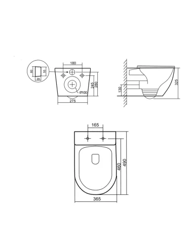 Унитаз Q-Tap Robin New Ultra Quiet Matt Black QT13332381АSMB, 490×365×325 мм, безободковый, подвесной