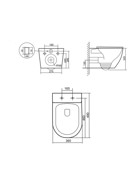 Унітаз Q-Tap Robin 2012, 490×365×325 мм, безободковий, підвісний