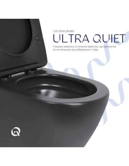 Унитаз Q-Tap Robin New Ultra Quiet Matt Black QT13332381АSMB, 490×365×325 мм, безободковый, подвесной Унитаз Q-Tap Robin New Ultra Quiet Matt Black QT13332381АSMB, 490×365×325 мм, безободковый, подвесной
