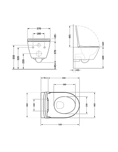 Унитаз Q-Tap Robin Ultra Quiet QT13332381AW, 520×365×365 мм, безободковый, подвесной