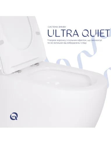 Унитаз Q-Tap Robin Ultra Quiet QT13332381AW, 520×365×365 мм, безободковый, подвесной