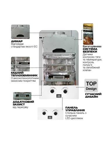Газовая колонка Mixxus GWH-0110 Basic White дымоходная