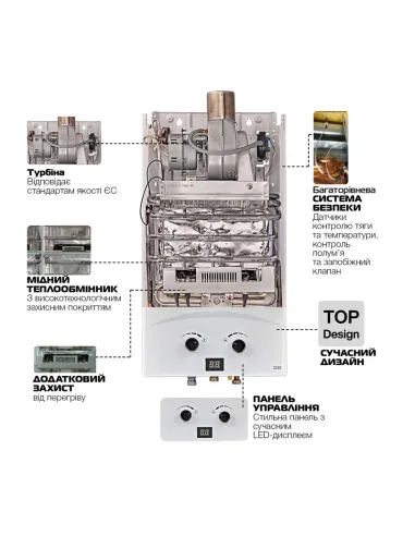 Газова колонка Mixxus GWH-0710 Basic Turbo White турбована