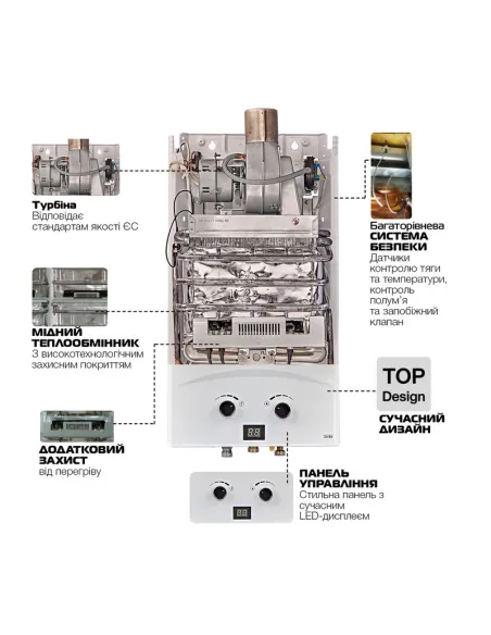 Газова колонка Mixxus GWH-0710 Basic Turbo White турбована
